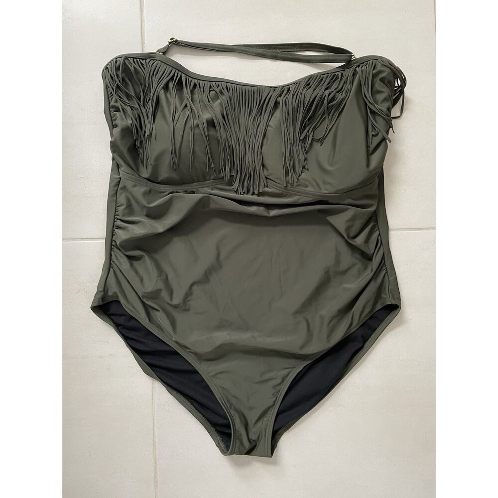 Swimsuits For All Swim One Piece Swimsuit Halter Fringe Swimwear